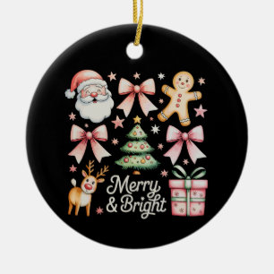 Rosa Weihnachts-Schleife Weihnachtsbaum Santa Lebk Keramik Ornament