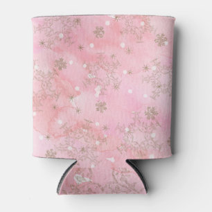 Rosa Weihnachts-Schneeflocken Boho Muster Dosenkühler