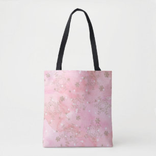 Rosa Weihnachts-Schneeflocken Boho Muster Tasche