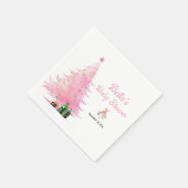 Rosa Weihnachts-Winterbaum Kinderdusche Serviette (Ecke)