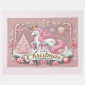 Rosa Weihnachts-Wunderland-Einhorn  Fleecedecke (Vorderseite (Horizontal))