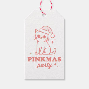 Rosa Weihnachtsästhetik Pinkmas-Party-Katze Geschenkanhänger