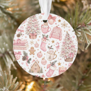 Rosa Weihnachtsästhetik Weihnachtsmuster Ornament