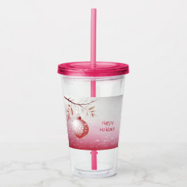 Rosa Weihnachtsball Feiertag Acrylic Tumbler Acryltrinkbecher