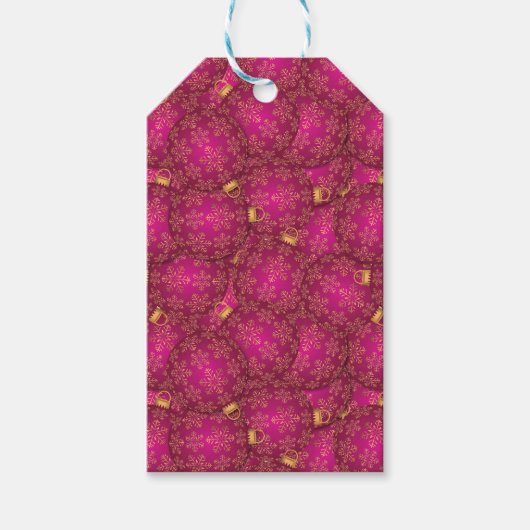 Rosa Weihnachtsbällchen Geschenkanhänger (Vorderseite)