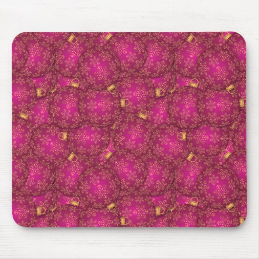 Rosa Weihnachtsbällchen Mousepad (Vorne)