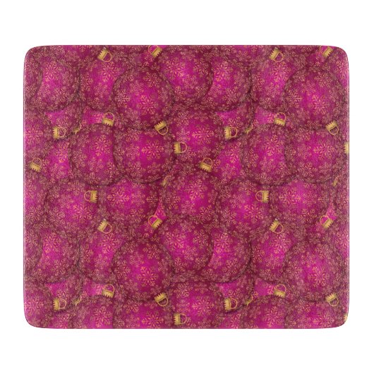 Rosa Weihnachtsbällchen Schneidebrett (Vorderseite)