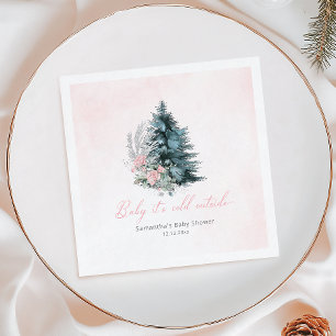 Rosa Weihnachtsbaum Baby, es ist kalt draußen Serviette