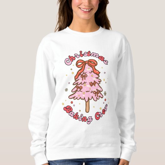 Rosa Weihnachtsbaum Back-Crew Sweatshirt (Vorderseite)
