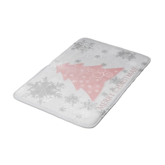 Rosa Weihnachtsbaum Bath Mat Badematte (Schrägansicht)