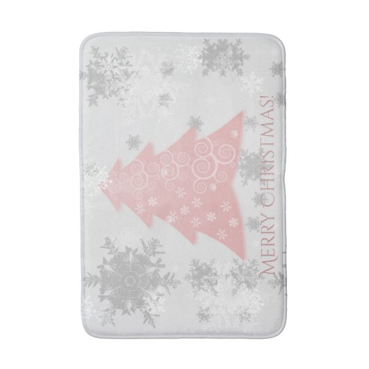 Rosa Weihnachtsbaum Bath Mat Badematte (Vorderseite Vertikal)