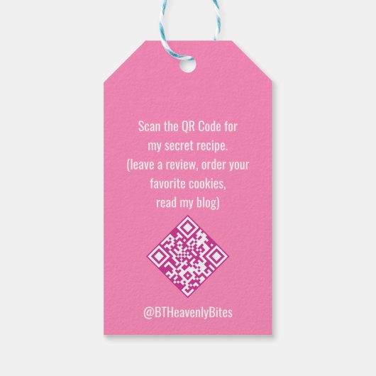 Rosa Weihnachtsbaum Cookie Snowflake Promo QR Code Geschenkanhänger (Rückseite)