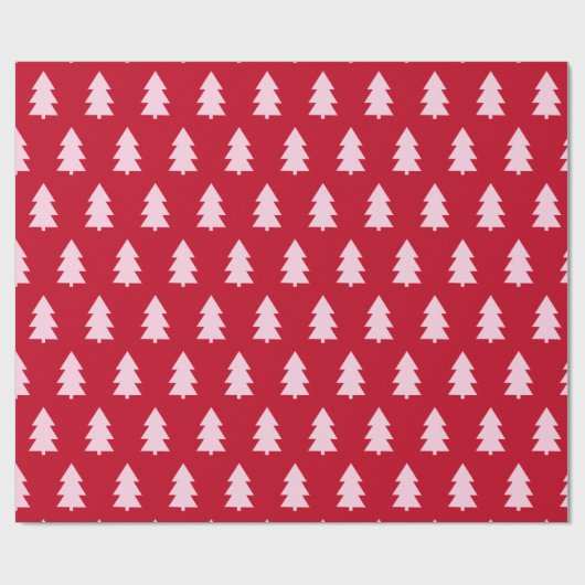 Rosa Weihnachtsbaum Dunkelrot Geschenkpapier (Flach)