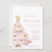 Rosa Weihnachtsbaum Einladung (Vorderseite)