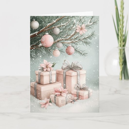 Rosa Weihnachtsbaum Faltkarte Karte (Vorderseite)