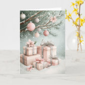 Rosa Weihnachtsbaum Faltkarte Karte (Gelbe Blume)