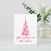 Rosa Weihnachtsbaum-Feiertagsgruß Postkarte (Stehend Vorderseite)