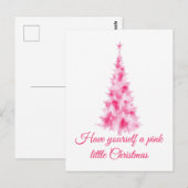 Rosa Weihnachtsbaum-Feiertagsgruß Postkarte (Vorne/Hinten)