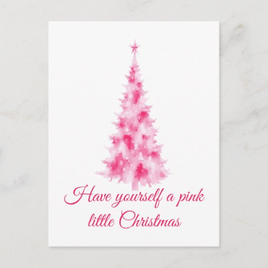Rosa Weihnachtsbaum-Feiertagsgruß Postkarte (Vorderseite)
