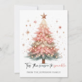 Rosa Weihnachtsbaum Feiertagskarte (Vorderseite)