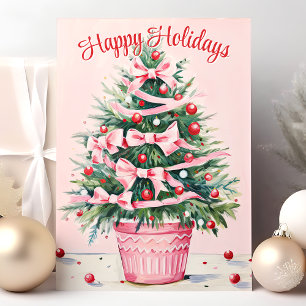 Rosa Weihnachtsbaum Frohe Feiertage Feiertagskarte