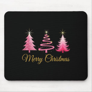 Rosa Weihnachtsbaum frohe und helle Mädchen Frauen Mousepad