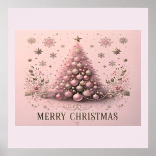 Rosa Weihnachtsbaum Frohe Weihnachten Poster