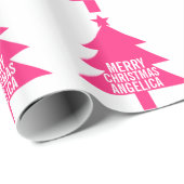 Rosa Weihnachtsbaum Frohe Weihnachtszeit Individue Geschenkpapier (Rolleneckpunkt)