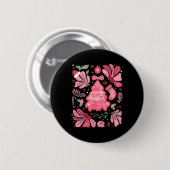 Rosa Weihnachtsbaum fröhlich und hell Weihnachten Button (Vorne & Hinten)