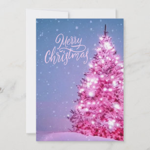 Rosa Weihnachtsbaum fröhliche Weihnachtskarte Einladung