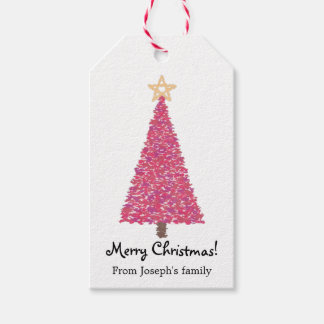 Rosa Weihnachtsbaum Geschenkanhänger
