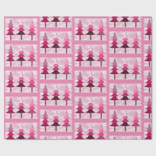 Rosa Weihnachtsbaum Geschenkpapier (Flach)