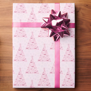 Rosa Weihnachtsbaum Geschenkpapier