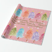Rosa Weihnachtsbaum Geschenkpapier (Ungerollt)