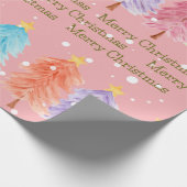 Rosa Weihnachtsbaum Geschenkpapier (Ecke)