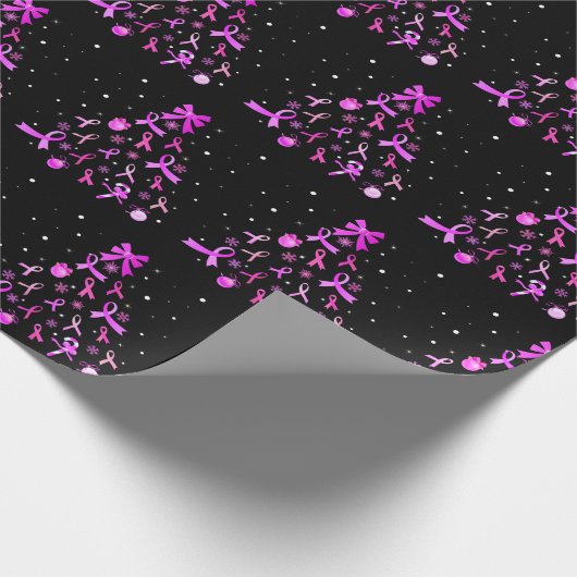 Rosa Weihnachtsbaum Geschenkpapier (Ecke)