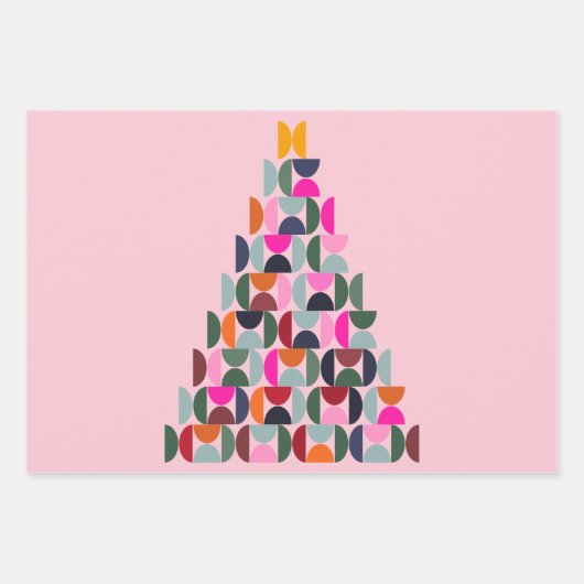 Rosa Weihnachtsbaum Geschenkpapier Set (Vorderseite 2)