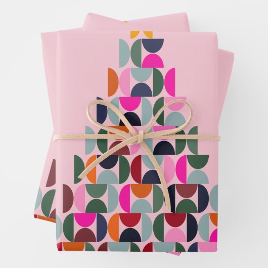 Rosa Weihnachtsbaum Geschenkpapier Set (Beispiel)