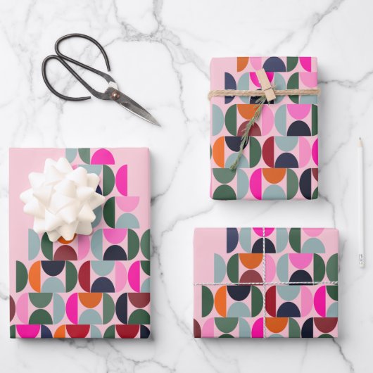 Rosa Weihnachtsbaum Geschenkpapier Set (Vorderseite)