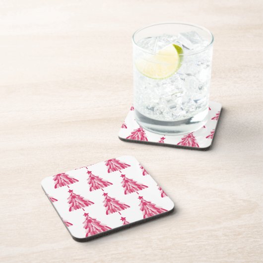 Rosa Weihnachtsbaum Getränkeuntersetzer (Rechte Seite)