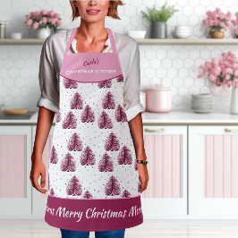 Rosa Weihnachtsbaum Girly All-over Print-Schürze Schürze