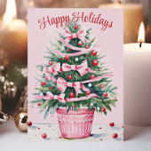 Rosa Weihnachtsbaum glückliche Ferien Feiertagskarte