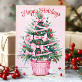 Rosa Weihnachtsbaum glückliche Ferien Feiertagskarte