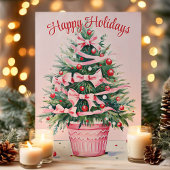 Rosa Weihnachtsbaum glückliche Ferien Feiertagskarte