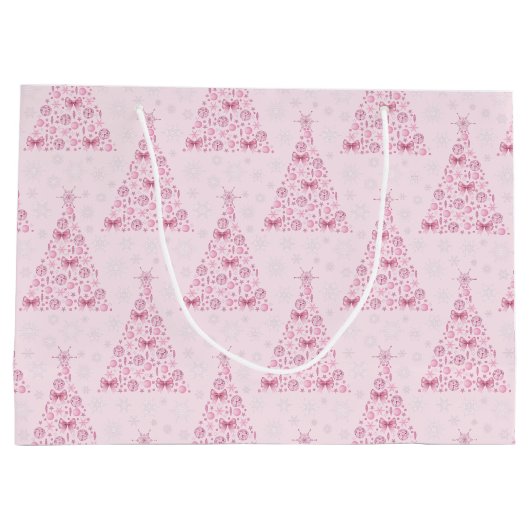 Rosa Weihnachtsbaum Große Geschenktüte (Rückseite)