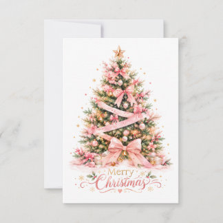 Rosa Weihnachtsbaum-Grußkarte Dankeskarte