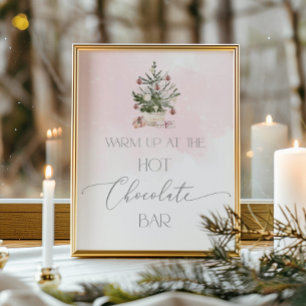 Rosa Weihnachtsbaum heiße Schokolade Bar Poster