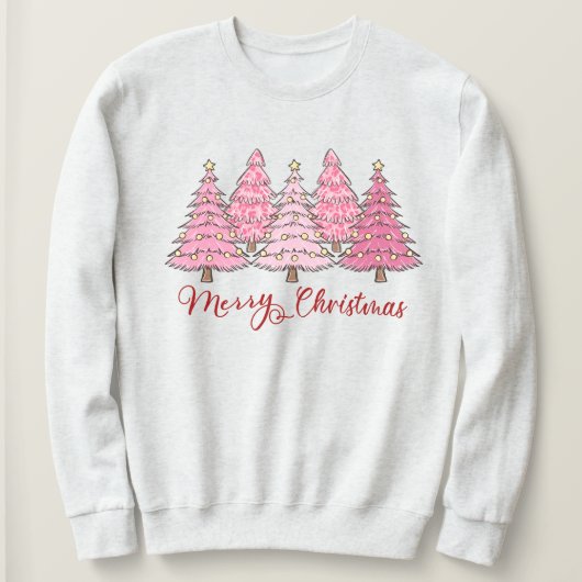 Rosa Weihnachtsbaum Hoodie, Frauenurlaub Cheer Sweatshirt (Design vorne)