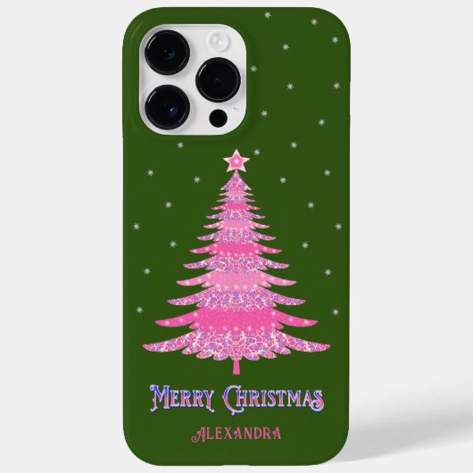 Rosa Weihnachtsbaum Individuelle Name Grün Case-Mate iPhone Hülle (Rückseite)