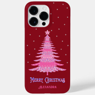 Rosa Weihnachtsbaum Individuelle Name Red Case-Mate iPhone 14 Pro Max Hülle